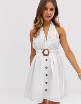 white halter sundress