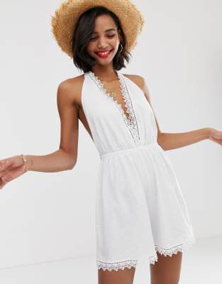 lace white playsuit