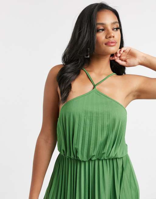 ASOS DESIGN halter neck dress in green | ASOS