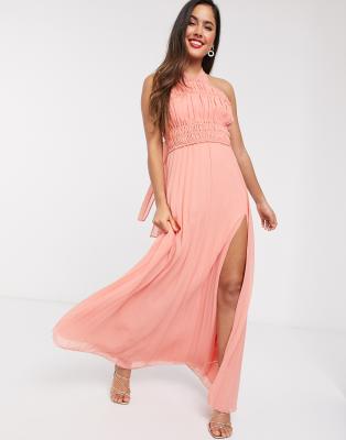 asos design halter maxi dress with split detail