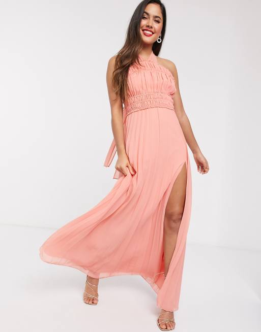 Asos coral hot sale bridesmaid dress