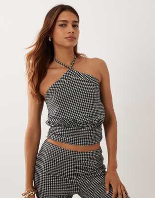 Asos Design Halter Neck Tied Top In Multi