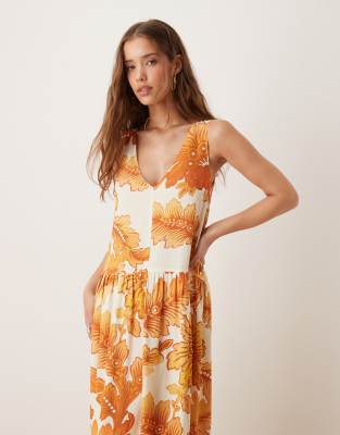Asos Design Halter Neck Voile Drop Waist Maxi Dress