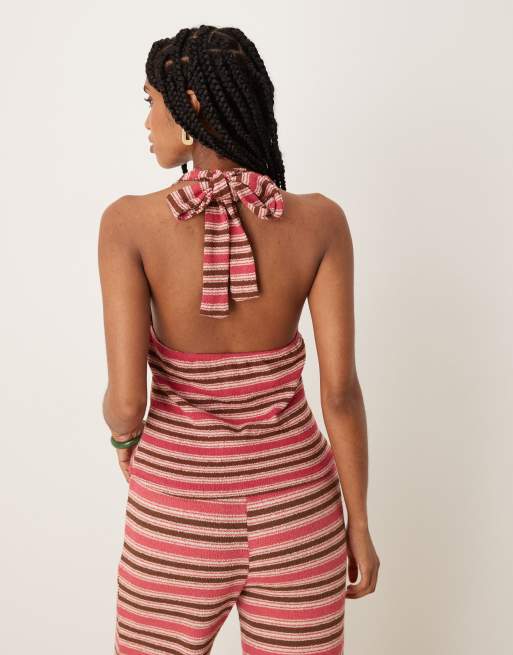 ASOS DESIGN halter neck waistcoat in stripe (part of a set), 4 of 4