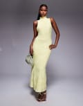 [ASOS DESIGN] ASOS DESIGN halter neck with open back with drape detail devore maxi dress in yellow L Yellow