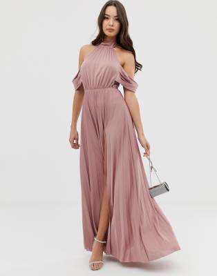 asos design halter maxi dress with split detail