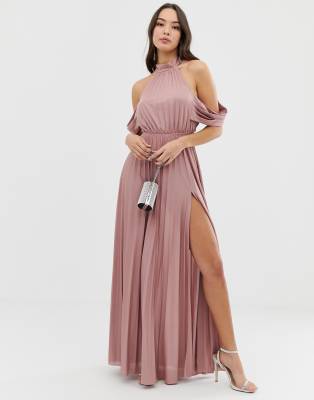 asos design halter maxi dress with split detail