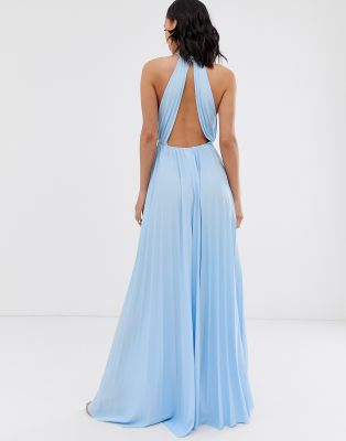 asos design halter pleated maxi dress