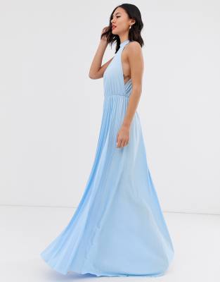 asos design halter pleated bow back maxi dress