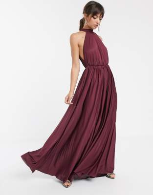 halter pleated maxi dress