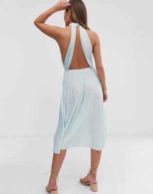 ASOS DESIGN Halter Pleated Waisted Midi 