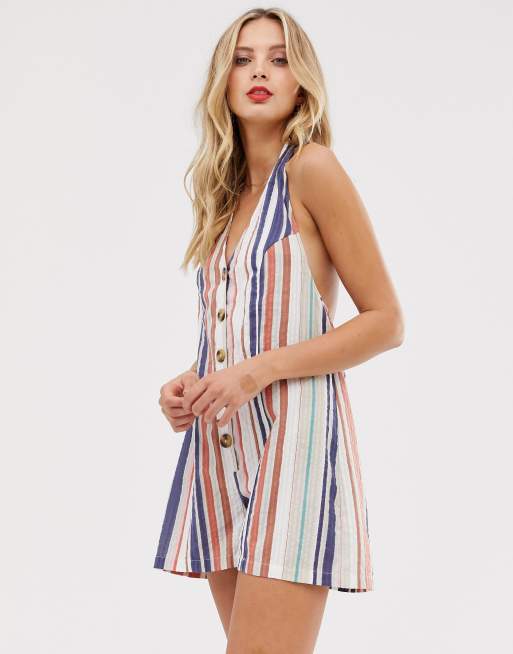 striped halter romper