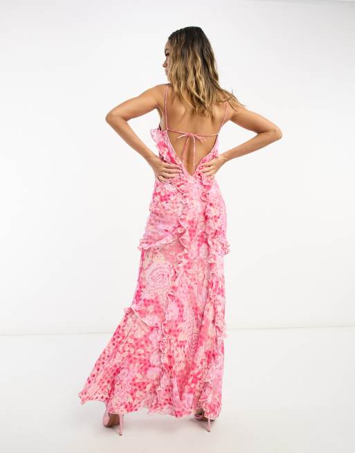 Floral maxi dress clearance pink