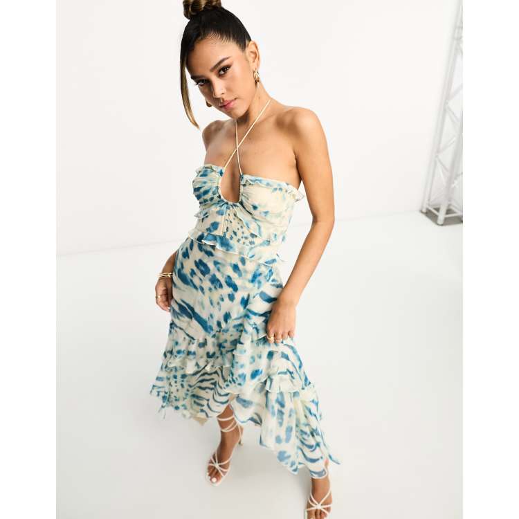 Asos design halter maxi dress with split detail sale