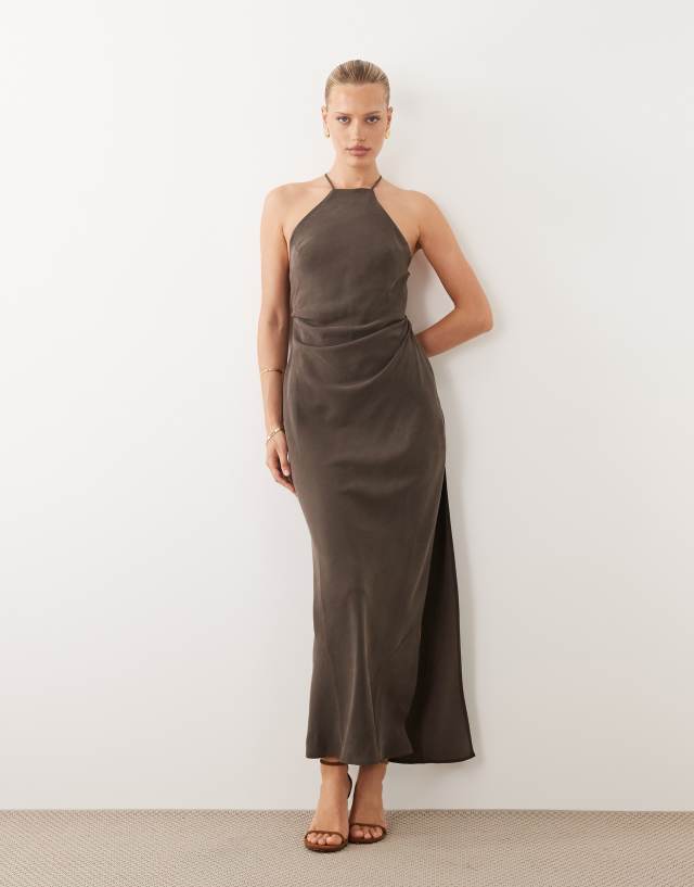 asos brown maxi dress Design - - Women - Viscose/Polyester - 6 US This bodycon fit dress