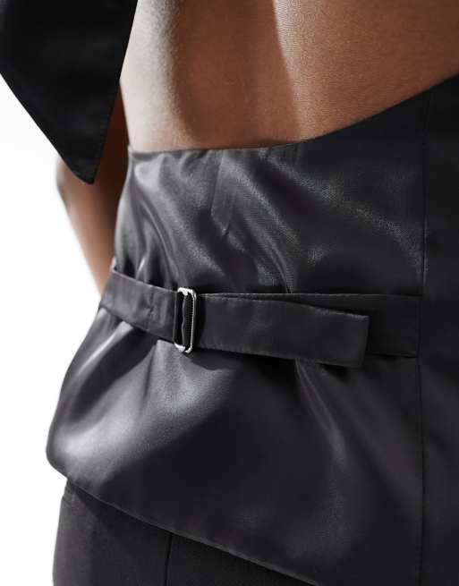 ASOS DESIGN halter suit waistcoat with scarf in black, 5 of 5