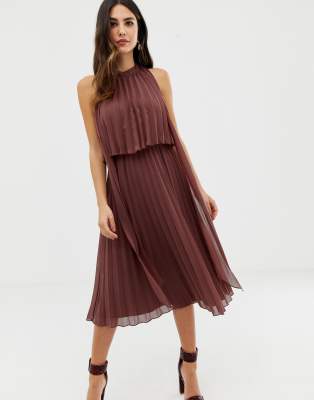 Asos design halter tie best sale neck maxi dress in pleat