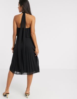 ASOS DESIGN halter tie neck midi dress in pleat ASOS