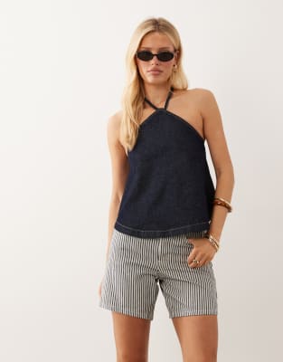 Asos Design Halter Top In Blue