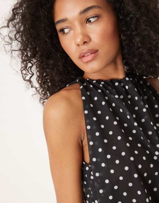 ASOS DESIGN halter top with bubble hem in polka dot, 2 of 4