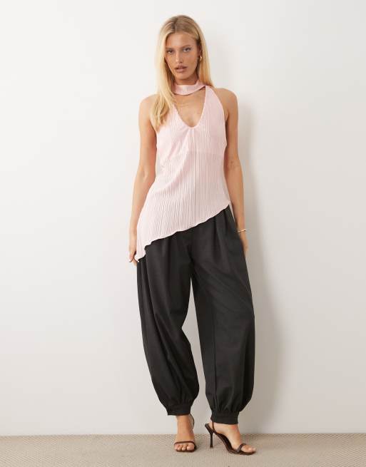 ASOS DESIGN halter top with tie in pink, 2 of 4
