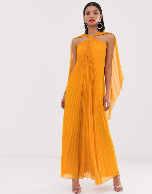 ASOS DESIGN halter trapeze maxi dress in pleat | ASOS