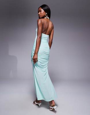 Asos Design Halter With Ruching Maxi Dress