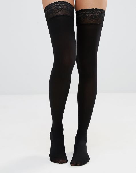 ASOS DESIGN – Halterlose Strümpfe mit Spitzenbesatz, 50 Denier