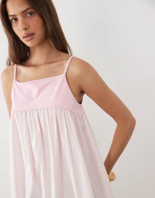 ASOS DESIGN halternek A-lijn hybride mini jurk in lichtroze, 4 van 4