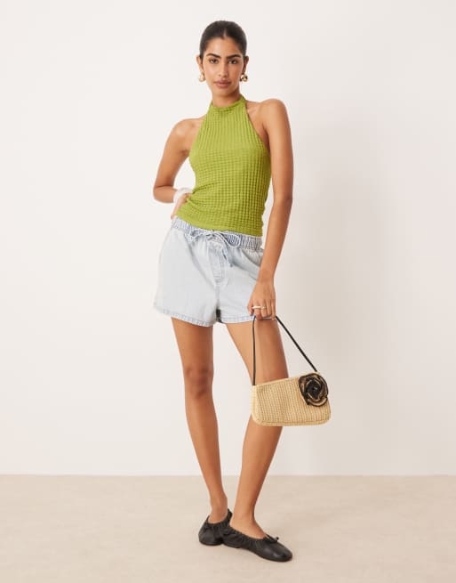 ASOS DESIGN - Haltertop met textuur in groen, 3 van 4