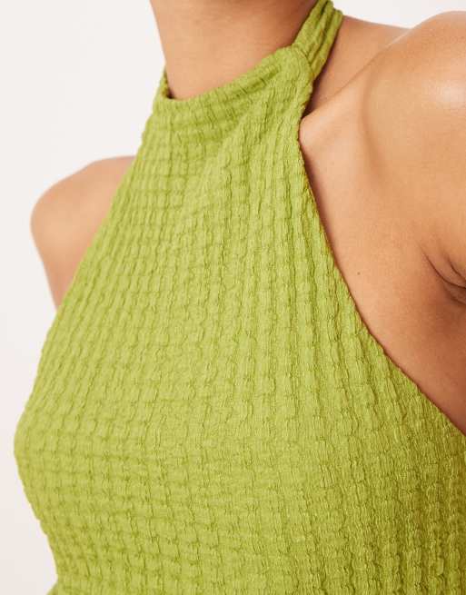 ASOS DESIGN - Haltertop met textuur in groen, 4 van 4