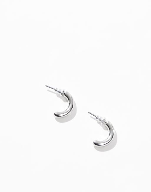 ASOS DESIGN - Halve hoop-øreringe i sølvfarve, 2 af 4