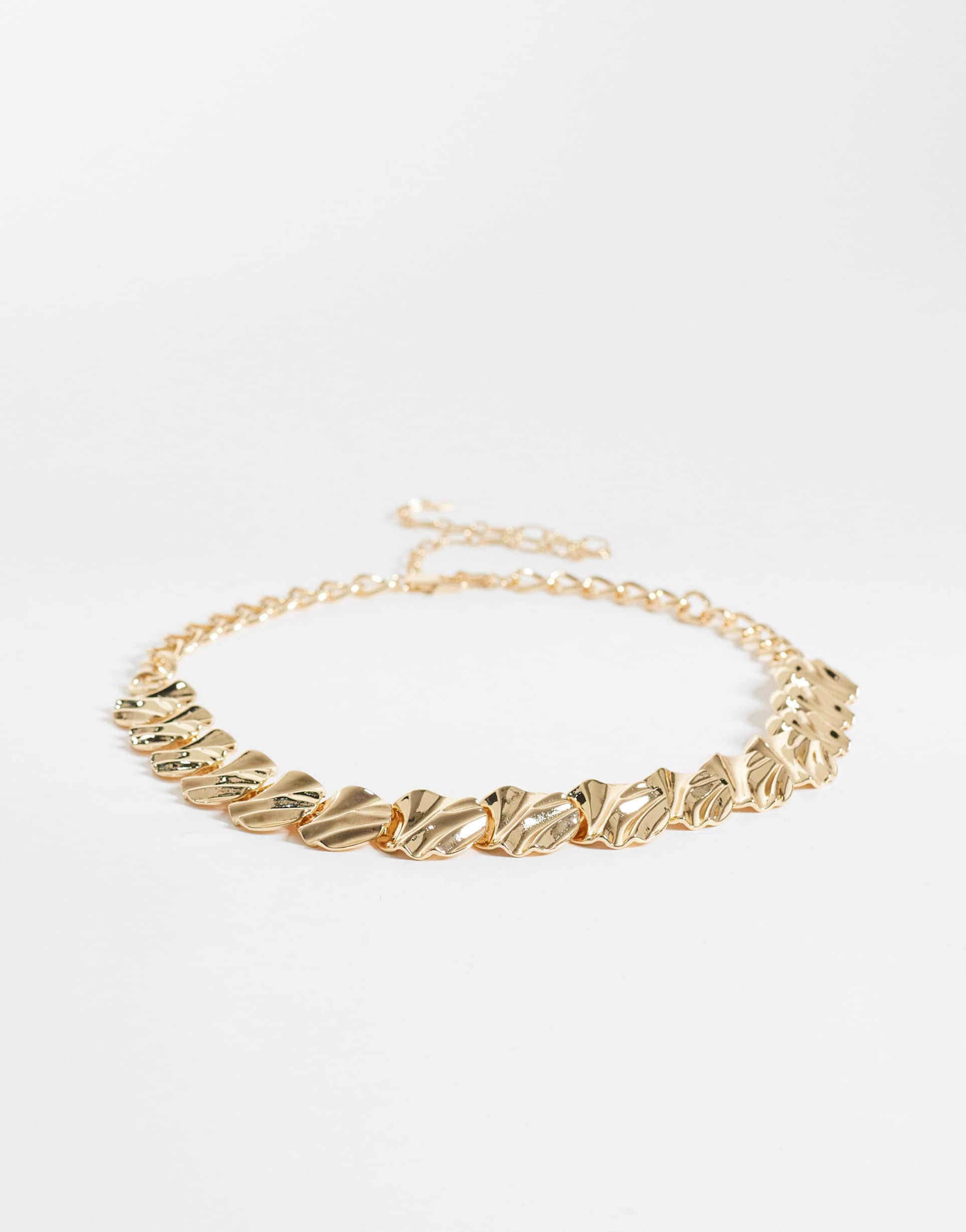 asos design hammered circle chain belt in gold tone
