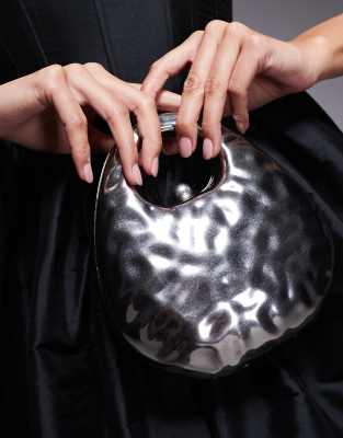 Asos Design Hammered Top Handle Clutch Bag