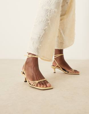 ASOS DESIGN Hammock strappy kitten heel sandals in buttermilk