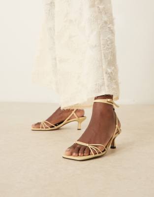 ASOS DESIGN Hammock strappy kitten heel sandals in buttermilk