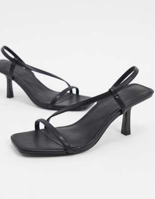 black strappy mid heels