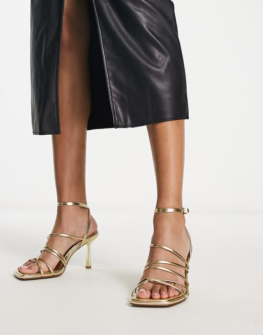 FhyzicsShops DESIGN Hamper strappy mid heeled sandals in gold