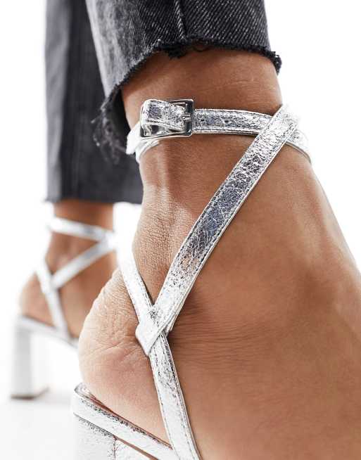 Asos silver heeled sandals hotsell