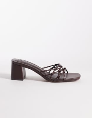 Hana - Mules à talon carré et brides nouées - Chocolat-Brown 41