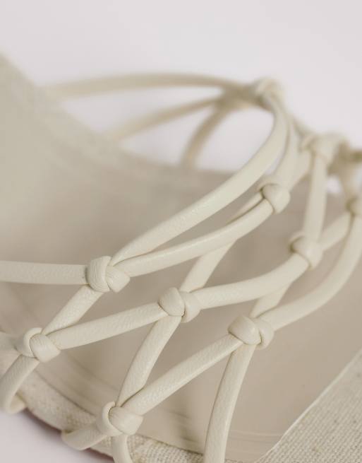 ASOS DESIGN - Hana - Mules à talon carré et brides nouées en lin naturel, 3 de 4