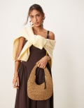 [ASOS DESIGN] ASOS DESIGN hand crochet straw shoulder bag in brown No Size Brown