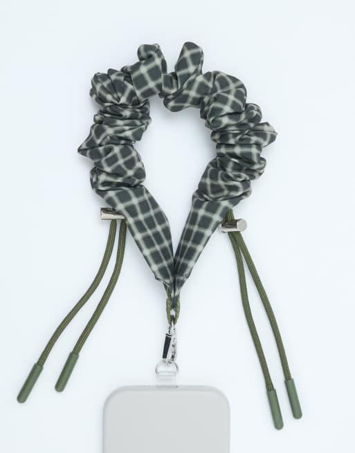 ASOS DESIGN hand phone strap in check print, 3 of 4
