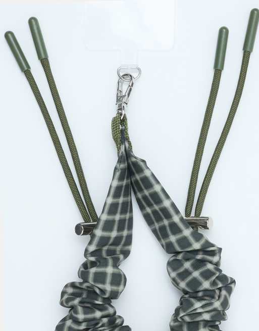 ASOS DESIGN hand phone strap in check print, 4 of 4