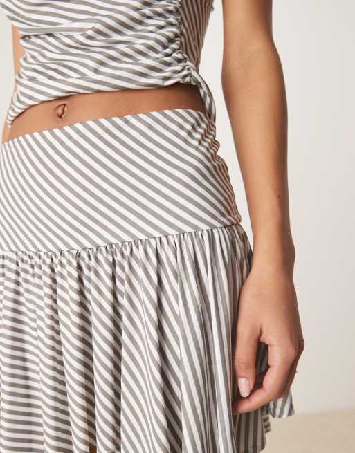ASOS DESIGN handkerchief hem skirt in gray stripes - part of a set, 2 of 5