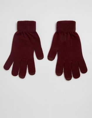 ASOS DESIGN - Handskar i återvunnet polyester som kan användas på touch skärmar-Röd