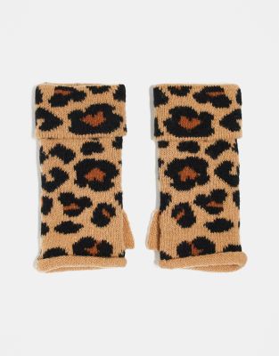 ASOS DESIGN - Handstulpen mit Leopardenmuster-Bunt