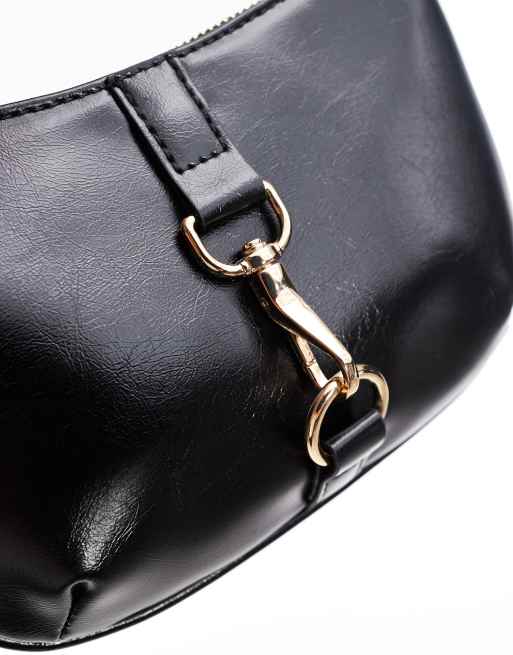 ASOS DESIGN - Handtas met ronde onderkant en gespsluiting in zwart, 2 van 4