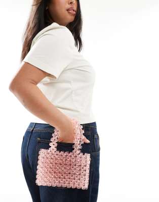 ASOS DESIGN - Handtasche in Rosa mit Perlenbesatz-Grün