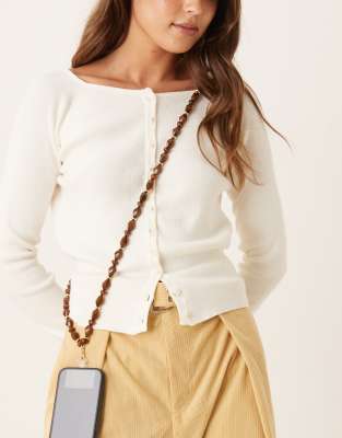ASOS DESIGN - Handykette mit Perlen aus Schildpatt-Imitat-Bunt